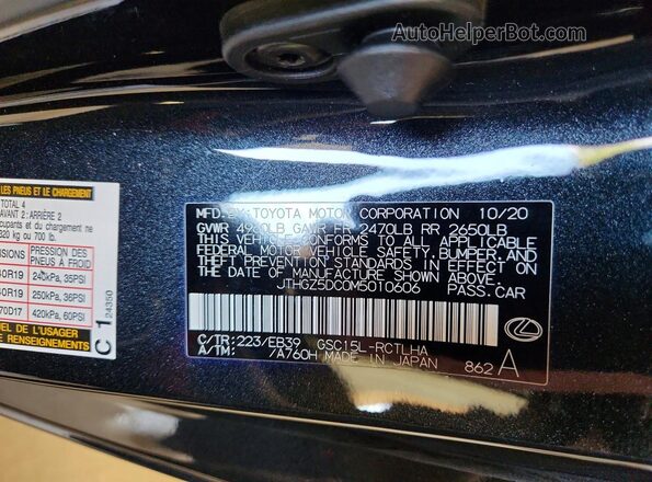 JTHGZ5DC0M5010606 2021 LEXUS RC Black VIN կոդի պիտակի տեսք