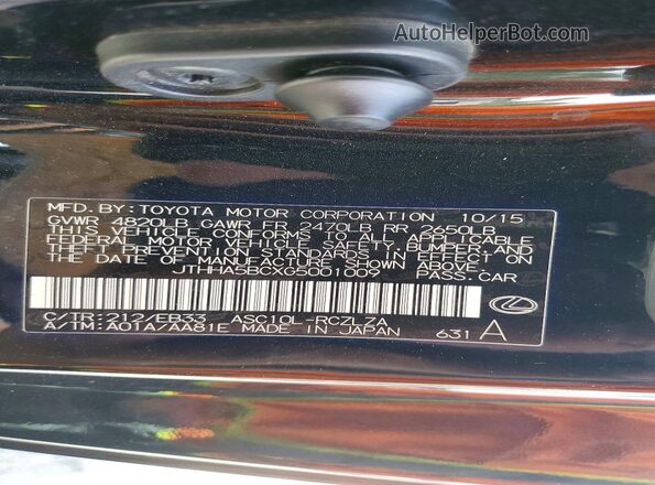 JTHHA5BCXG5001009 2016 LEXUS RC Black Շարժիչի բաժամունքի տեսք