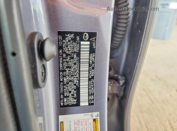 JTHP3JBH2M2033170 2021 LEXUS UX Серый Вид наклейки с VIN-кодом