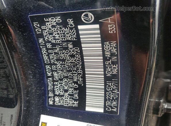 JTHP9JBH4N2058720 2022 LEXUS UX Black Vista del compartimento del motor