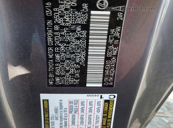 JTHSM5BC1G5001848 2016 LEXUS RC Gray Widok komory silnika