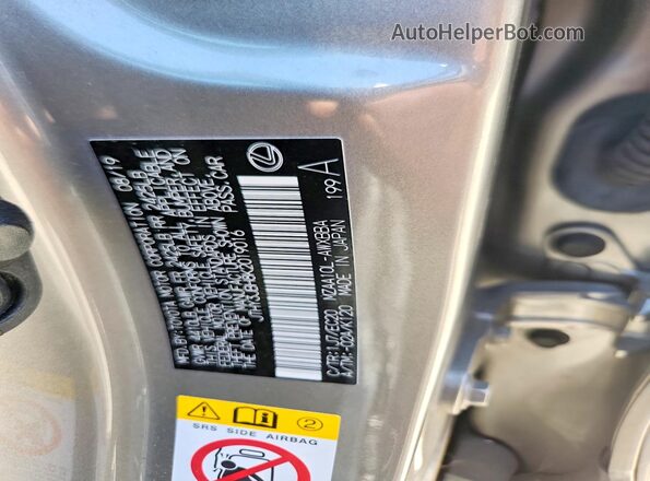 JTHY3JBH8K2019016 2019 LEXUS UX Silver Vista de la etiqueta del VIN