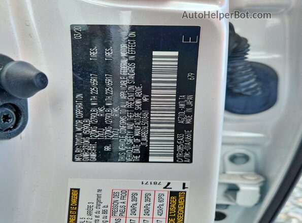 JTJAARBZ6L5018461 2020 LEXUS NX White Вид наклейки з VIN-кодом