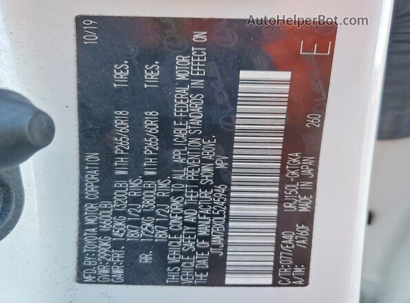 JTJAM7BX0L5245946 2020 LEXUS GX White Widok naklejki z numerem VIN