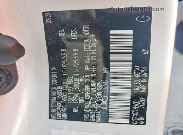 JTJAM7BX1L5257412 2020 LEXUS GX White VIN კოდის სტიკერის ხედი