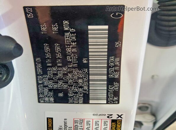 JTJAM7BX1N5331544 2022 LEXUS GX White Vista de la etiqueta del VIN