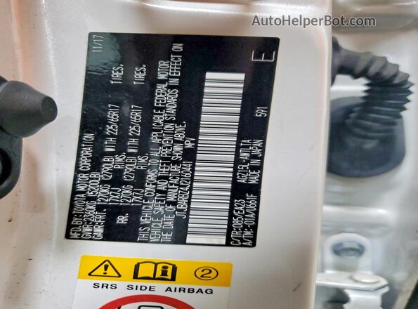 JTJBARBZ4J2160441 2018 LEXUS NX White Widok naklejki z numerem VIN
