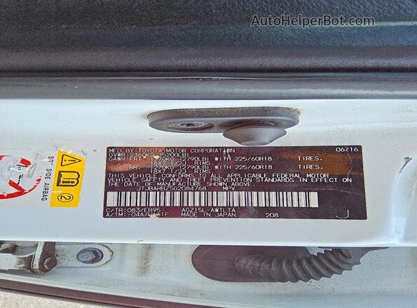 JTJBARBZ5G2084768 2016 LEXUS NX White Widok wnętrza 360 stopni