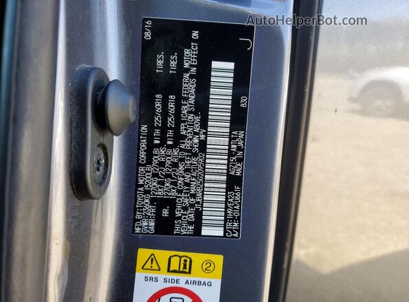 JTJBARBZ5G2095902 2016 LEXUS NX Gray Vista de la etiqueta del VIN