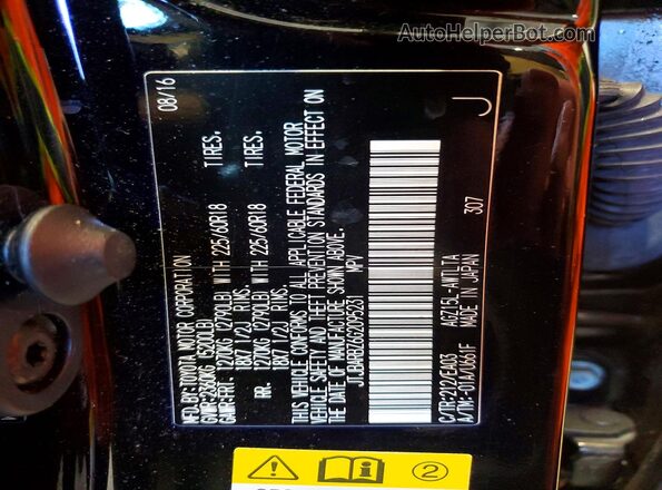 JTJBARBZ6G2095231 2016 LEXUS NX Black VIN კოდის სტიკერის ხედი