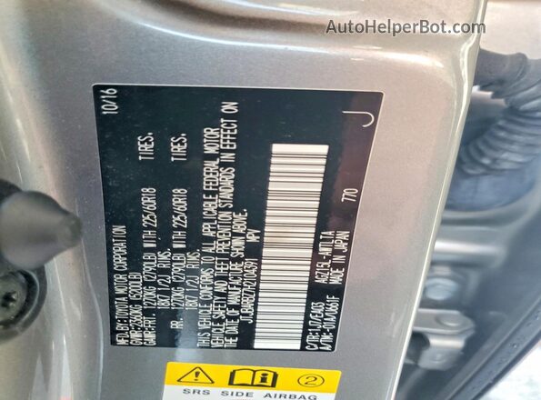 JTJBARBZ7H2104391 2017 LEXUS NX Silver Vista de la etiqueta del VIN