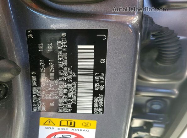 JTJBARBZ8G2074476 2016 LEXUS NX Charcoal Вид наклейки з VIN-кодом