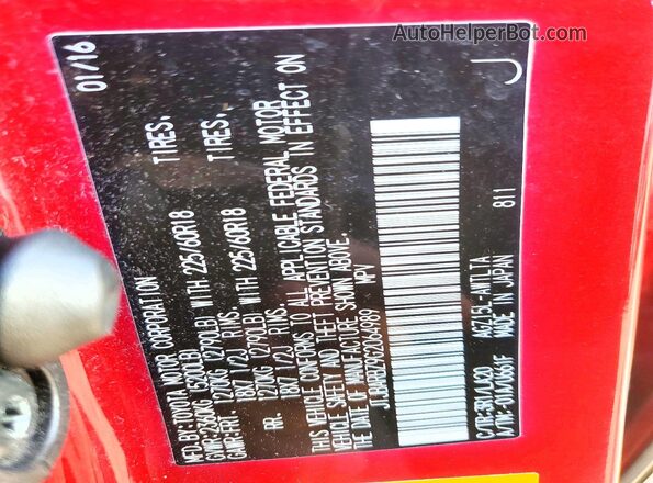 JTJBARBZ9G2064989 2016 LEXUS NX Red Vista del compartimento del motor