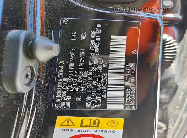 JTJBARBZXG2052351 2016 LEXUS NX Black VIN կոդի պիտակի տեսք