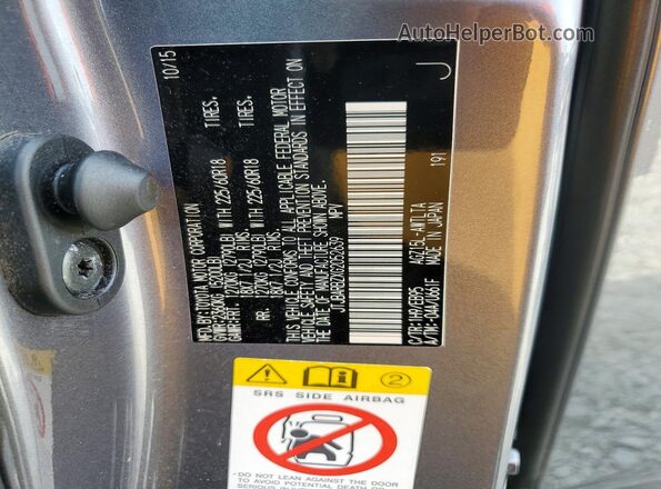 JTJBARBZXG2052639 2016 LEXUS NX Gray Vista de la etiqueta del VIN