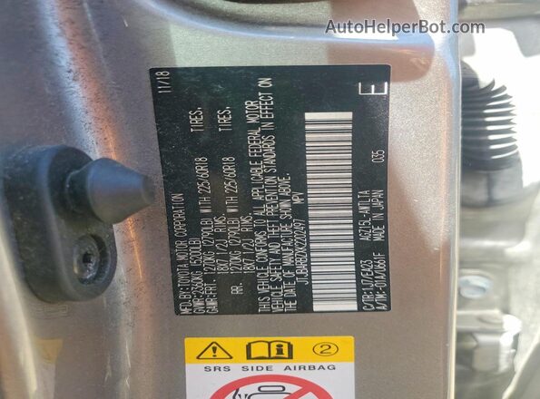 JTJBARBZXK2202497 2019 LEXUS NX Silver Вид наклейки з VIN-кодом