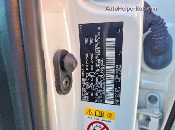 JTJBJRBZ2J2087229 2018 LEXUS NX White VIN կոդի պիտակի տեսք