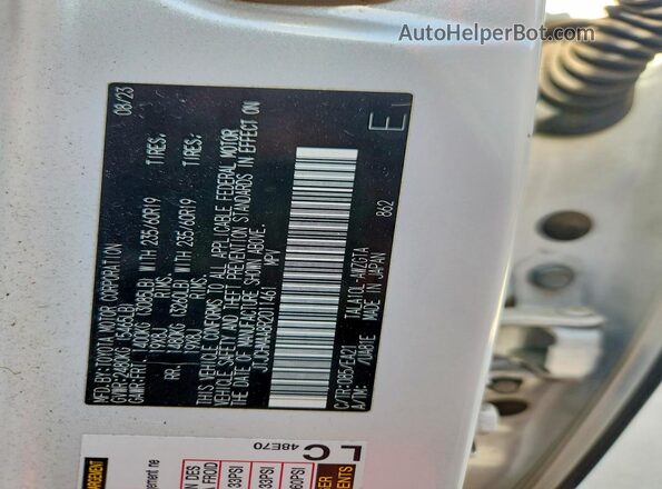 JTJCHMAA8R2011461 2024 LEXUS RX White Widok naklejki z numerem VIN