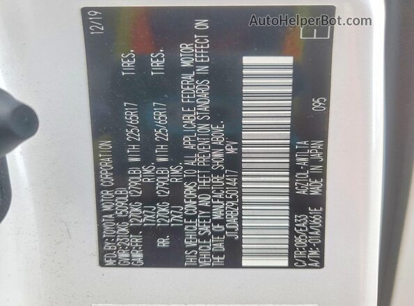 JTJDARBZ9L5014417 2020 LEXUS NX White VIN sticker view