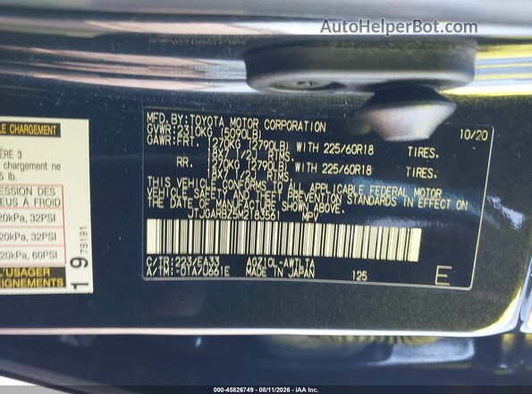 JTJGARBZ5M2183561 2021 LEXUS NX 300 Black Vista del compartimento del motor