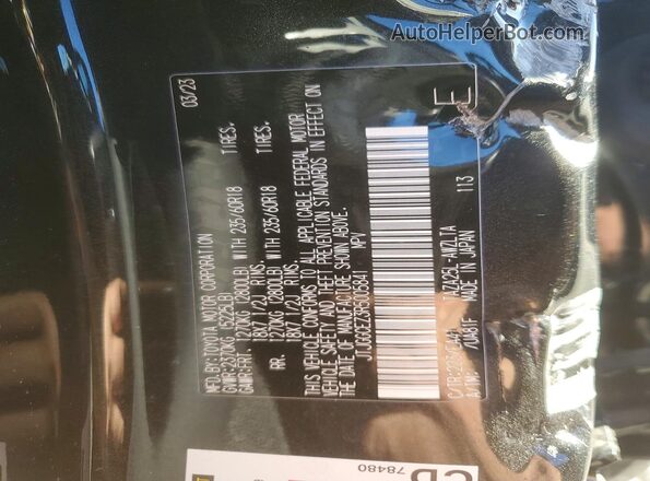 JTJGGCEZ3R5005841 2024 LEXUS NX Black Vista de la etiqueta del VIN