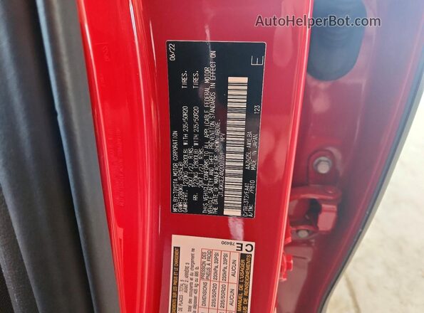 JTJGKCEZ4N2007351 2022 LEXUS NX Красный Вид наклейки с VIN-кодом
