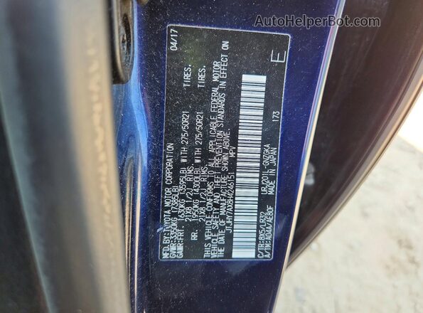 JTJHY7AX8H4246151 2017 LEXUS LX Blue Панорамний вид салону 360°