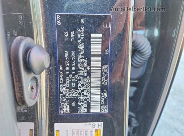 JTJHZKFA5N2043259 2022 LEXUS RX Black Widok naklejki z numerem VIN