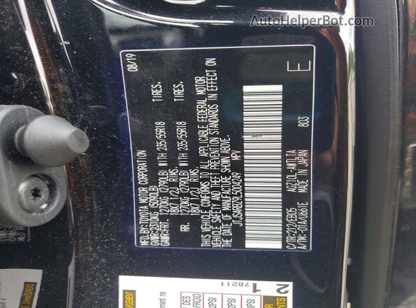 JTJSARBZ9L5004249 2020 LEXUS NX Черный Вид наклейки с VIN-кодом
