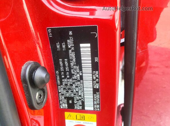 JTJYARBZ2G2028166 2016 LEXUS NX Red VIN sticker view