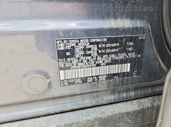 JTM16RFV0ND069409 2022 TOYOTA RAV4 Gray Vista interior de 360 grados