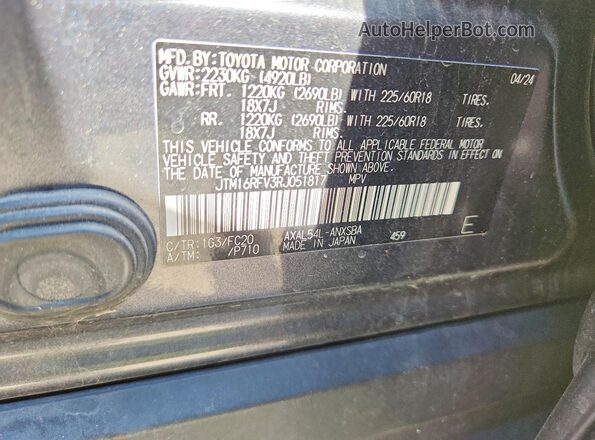 JTM16RFV3RJ051817 2024 TOYOTA RAV4 Gray VIN sticker view