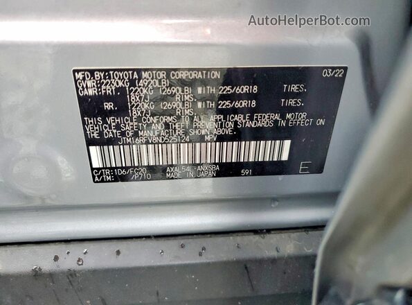 JTM16RFV8ND525124 2022 TOYOTA RAV4 Silver Widok wnętrza 360 stopni