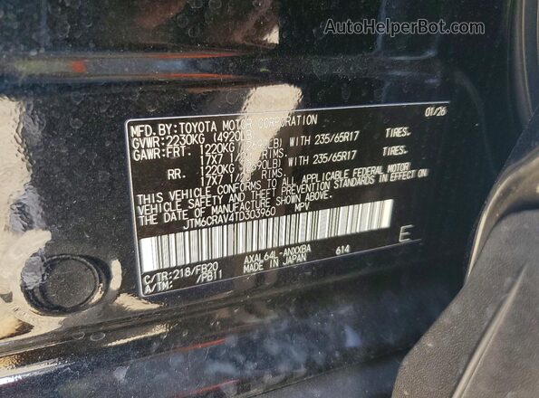 JTM6CRAV4TD303960 2026 TOYOTA RAV4 Black VIN sticker view
