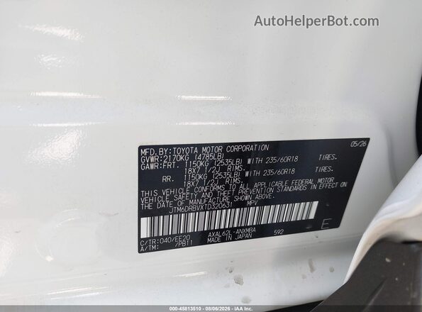 JTM6DRBVXTD320631 2026 TOYOTA RAV4 White Widok komory silnika