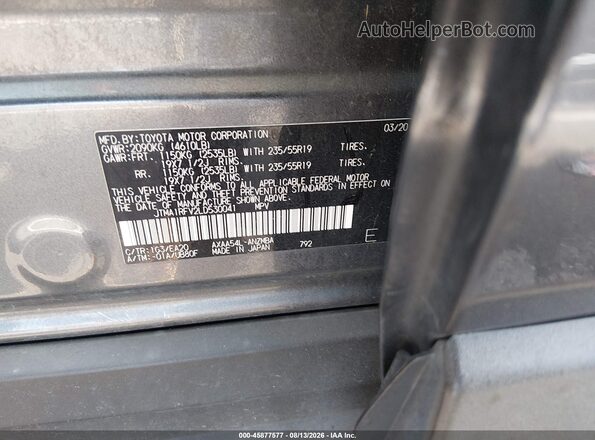 JTMA1RFV2LD530041 2020 TOYOTA RAV4 Black Вид підкапотного простору