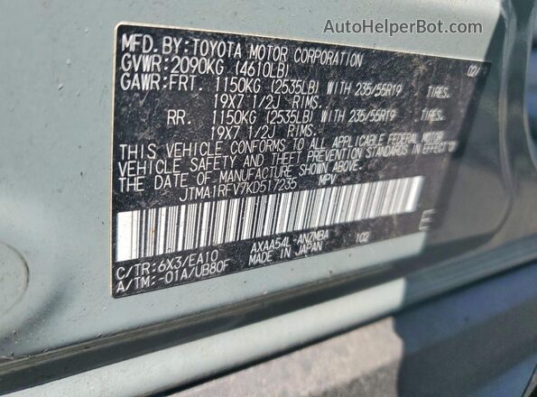 JTMA1RFV7KD517235 2019 TOYOTA RAV4 Gray 360 interior view