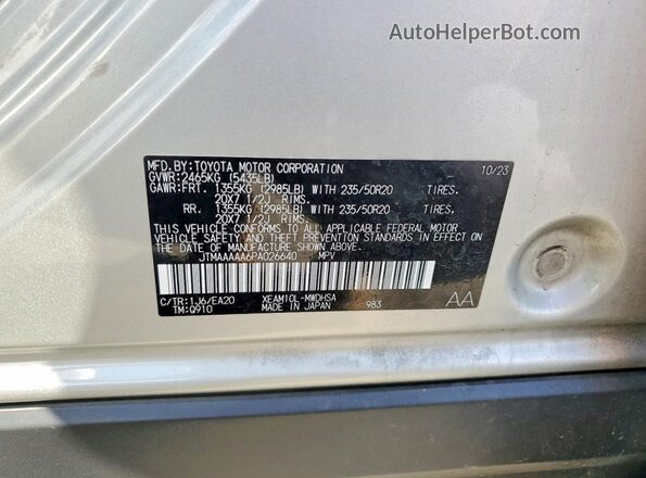 JTMAAAAA6PA026640 2023 TOYOTA BZ4X Silver Vista interior de 360 grados