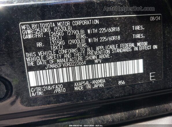 JTMAB3FV0RD223664 2024 TOYOTA RAV4 PRIME Black Vista del compartimento del motor