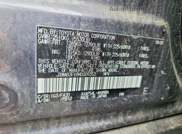 JTMAB3FV8MD009353 2021 TOYOTA RAV4 Gray Սալոնի 360 աստիճան տեսք