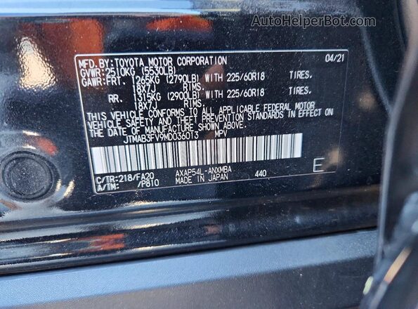 JTMAB3FV9MD036013 2021 TOYOTA RAV4 Black Շարժիչի բաժամունքի տեսք