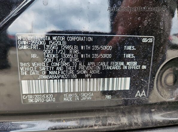 JTMABABA6PA021188 2023 SUBARU SOLTERRA Black Вид наклейки з VIN-кодом
