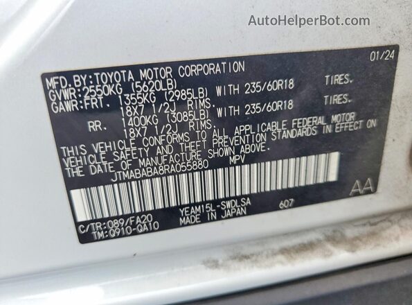 JTMABABA8RA055880 2024 SUBARU SOLTERRA White Vista de la etiqueta del VIN