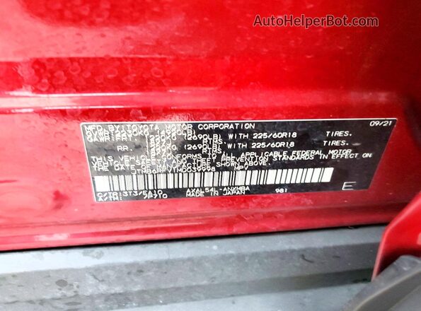 JTMB6RFV1MD039998 2021 TOYOTA RAV4 Red Vista de la etiqueta del VIN