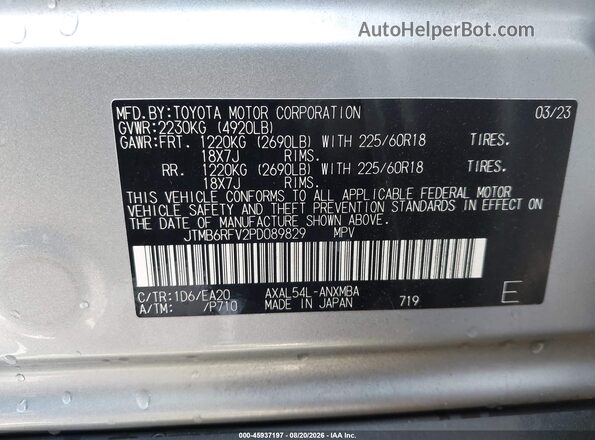 JTMB6RFV2PD089829 2023 TOYOTA RAV4 HYBRID Silver Widok komory silnika