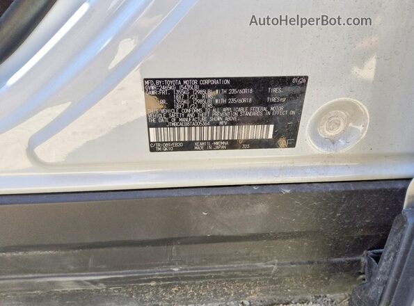 JTMBCAEB8TA005364 2026 TOYOTA BZ White Vista de la etiqueta del VIN