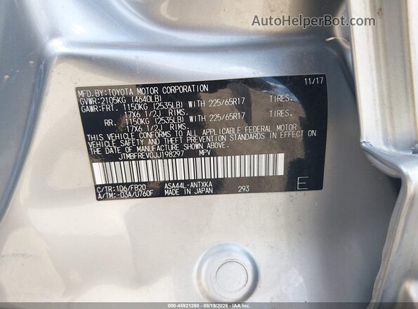 JTMBFREV0JJ198297 2018 TOYOTA RAV4 Silver ძრავის განყოფილების ხედი