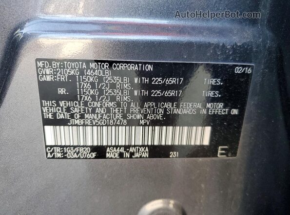 JTMBFREV5GD187478 2016 TOYOTA RAV4 Gray Vista interior de 360 grados