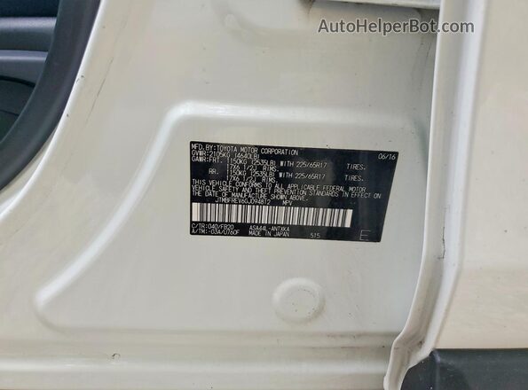 JTMBFREV6GJ094812 2016 TOYOTA RAV4 White Widok naklejki z numerem VIN