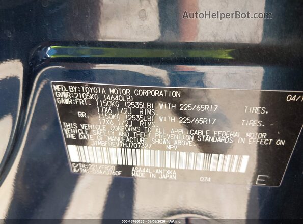JTMBFREV7HJ707327 2017 TOYOTA RAV4 Blue Շարժիչի բաժամունքի տեսք